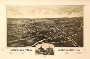 1888 Birds Eye View of Antwerp NY